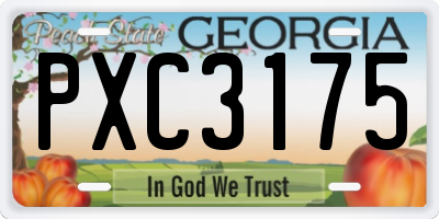 GA license plate PXC3175