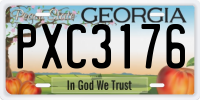 GA license plate PXC3176