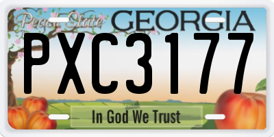 GA license plate PXC3177