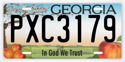 GA license plate PXC3179