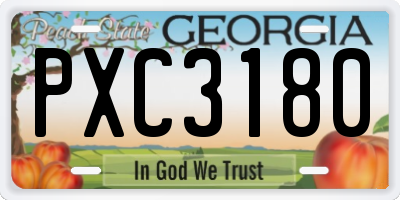 GA license plate PXC3180