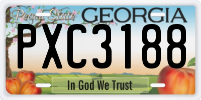 GA license plate PXC3188
