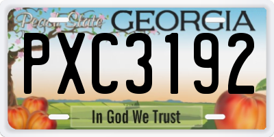 GA license plate PXC3192
