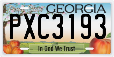 GA license plate PXC3193