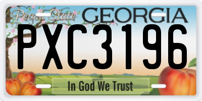 GA license plate PXC3196
