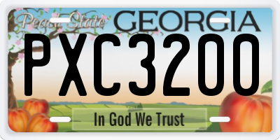 GA license plate PXC3200
