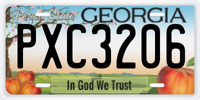 GA license plate PXC3206