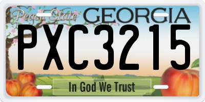 GA license plate PXC3215