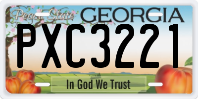 GA license plate PXC3221