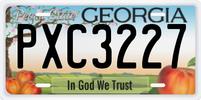 GA license plate PXC3227