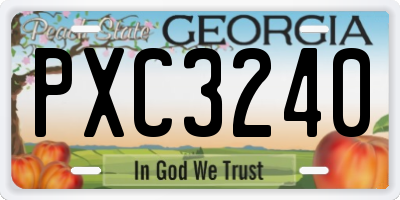 GA license plate PXC3240