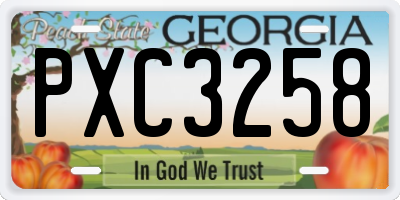 GA license plate PXC3258