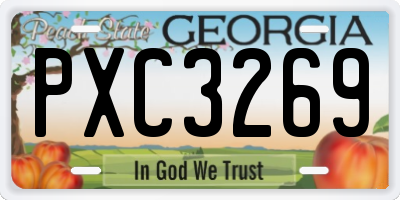 GA license plate PXC3269