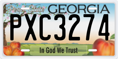 GA license plate PXC3274