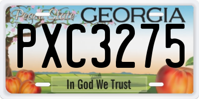 GA license plate PXC3275