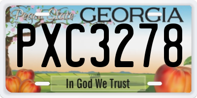 GA license plate PXC3278