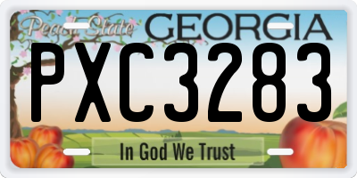 GA license plate PXC3283