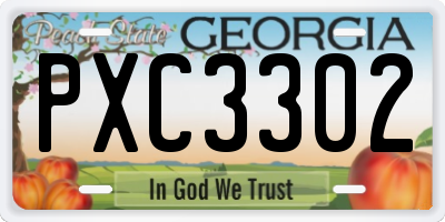 GA license plate PXC3302