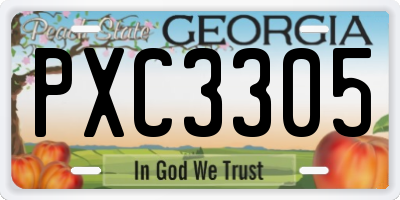 GA license plate PXC3305