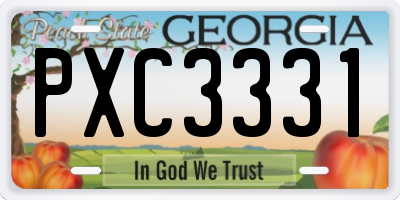GA license plate PXC3331