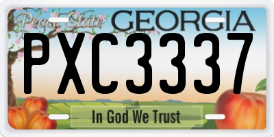 GA license plate PXC3337