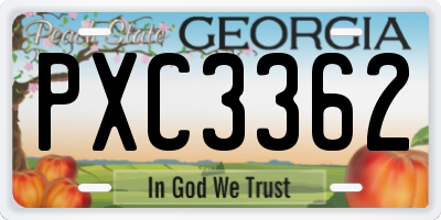 GA license plate PXC3362
