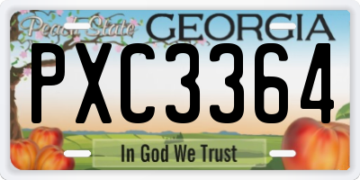 GA license plate PXC3364