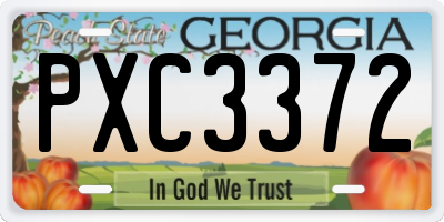 GA license plate PXC3372