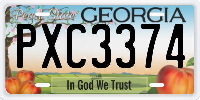 GA license plate PXC3374
