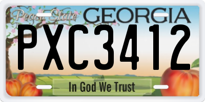 GA license plate PXC3412