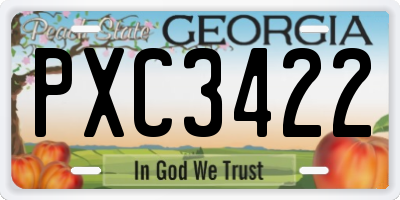 GA license plate PXC3422