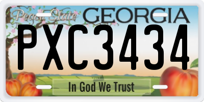 GA license plate PXC3434