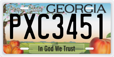 GA license plate PXC3451