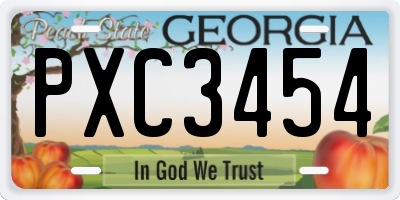 GA license plate PXC3454