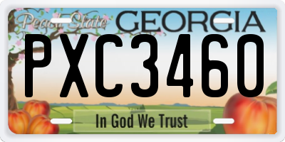 GA license plate PXC3460