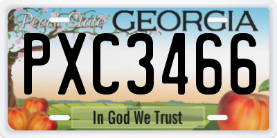 GA license plate PXC3466