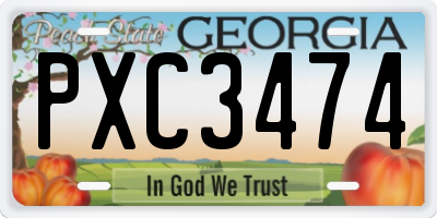 GA license plate PXC3474