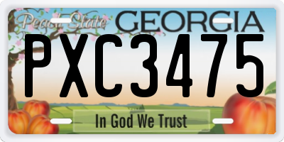 GA license plate PXC3475