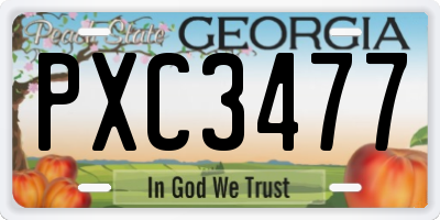 GA license plate PXC3477