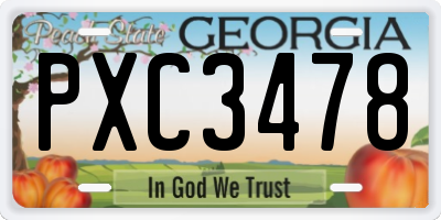 GA license plate PXC3478