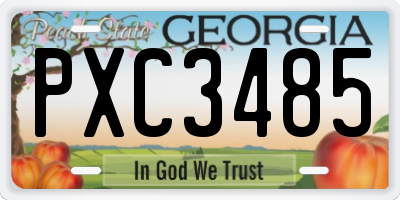 GA license plate PXC3485