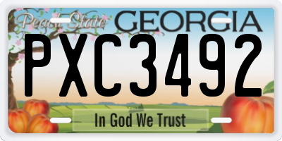 GA license plate PXC3492