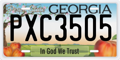 GA license plate PXC3505