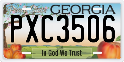 GA license plate PXC3506
