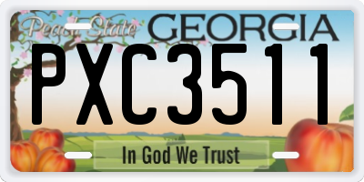 GA license plate PXC3511