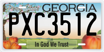 GA license plate PXC3512