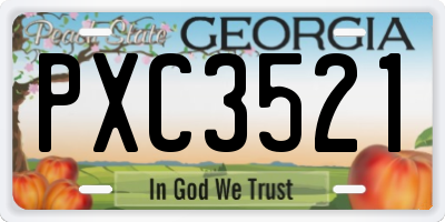 GA license plate PXC3521