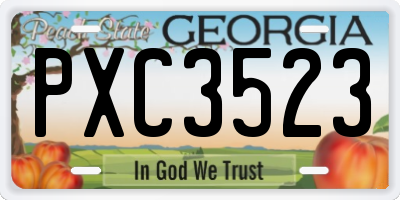 GA license plate PXC3523
