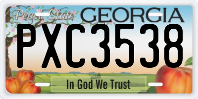 GA license plate PXC3538