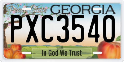 GA license plate PXC3540
